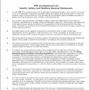 PSP Architectural H&S Policy