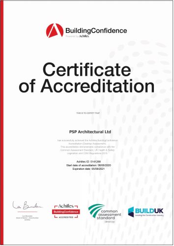 PSP Architectural Achilles Certificate of Accreditation title image