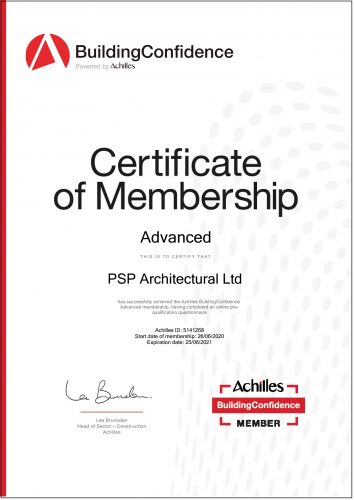 PSP Architectural Achilles Certificate of Membership title image