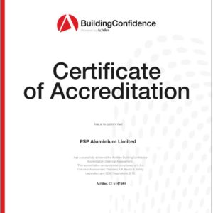 PSP Aluminium Achilles Certificate of Accreditation