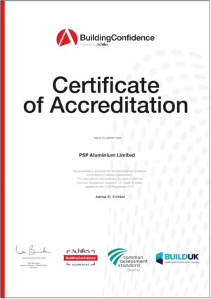 PSP Aluminium Achilles Certificate of Accreditation