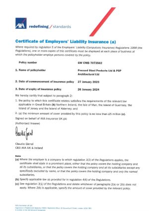 Employers Liability Insurance – PSP Architectural