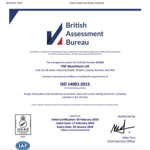 British Assessment Bureau Certificate PSP 14001 2023