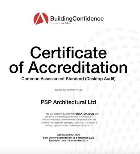 Achilles Advanced Certificate of Accreditation – PSP Architectural title image