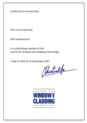 CWCT Membership Certificate – PSP Architectural